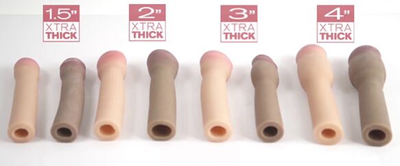 Attachments of different sizes, easily and quickly changing the dimensions of the penis